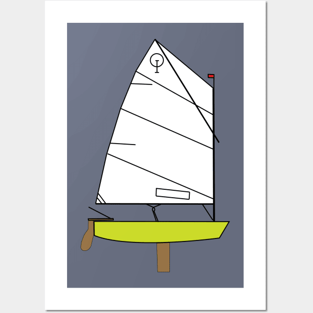 Optimist Sailing Dingy - Light Green Wall Art by CHBB